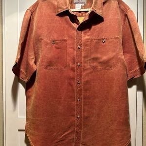 Men's Terracotta-toned Territory Ahead Casual Vintage Look Shirt Sz L